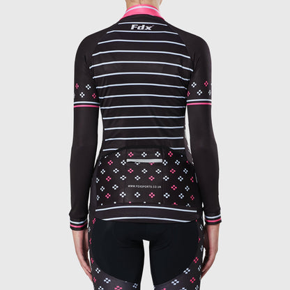 Fdx Ripple Pink Women's Fleeced Lined Winter Cycling Jersey