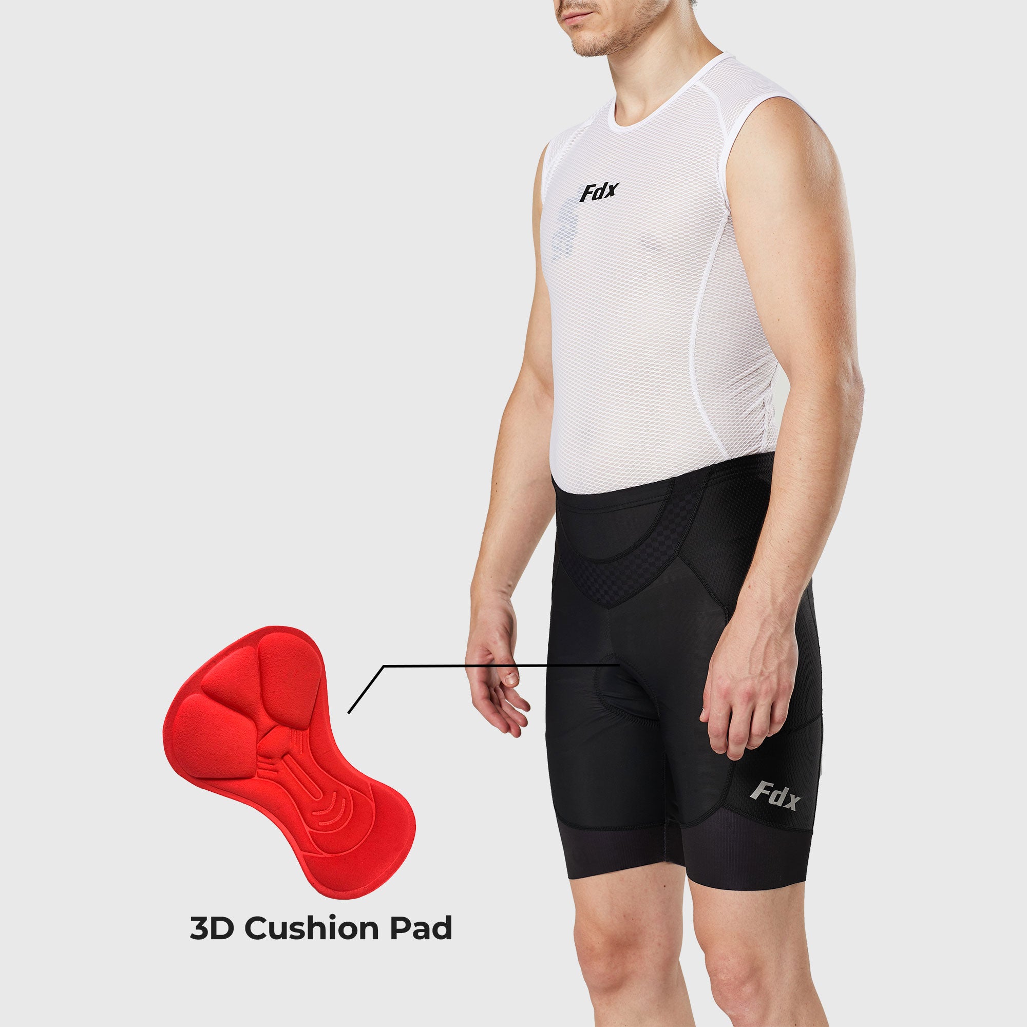 Fdx Essential Black Men's Padded Cycling Shorts with Pockets