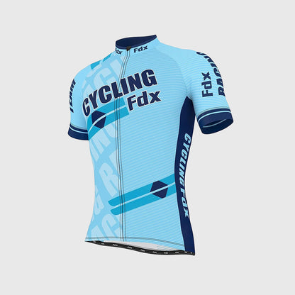 Fdx Men's Set Core Blue Short Sleeve Summer Cycling Jersey & Bib Shorts