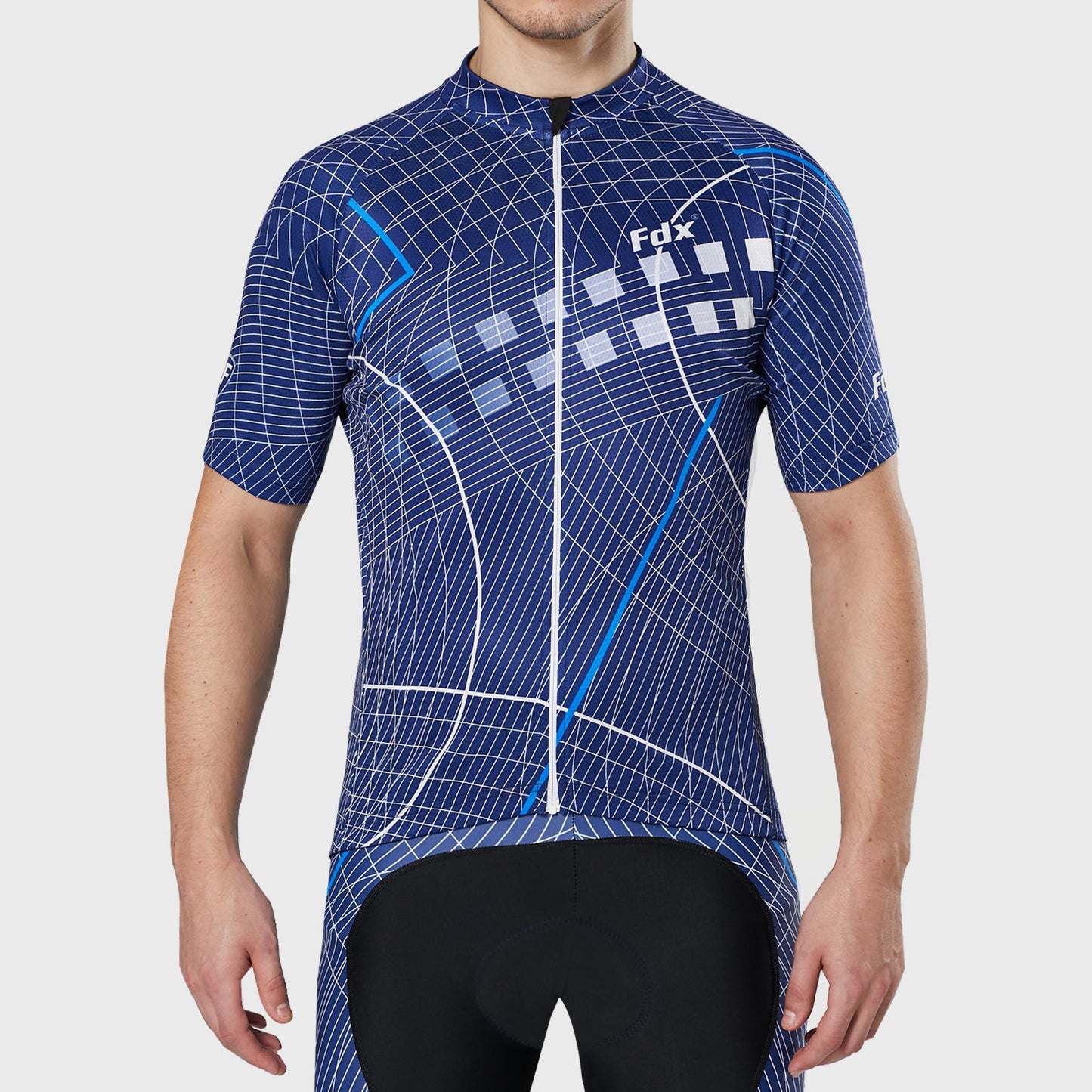 Fdx Classic II Blue Men's Short Sleeve Summer Cycling Jersey