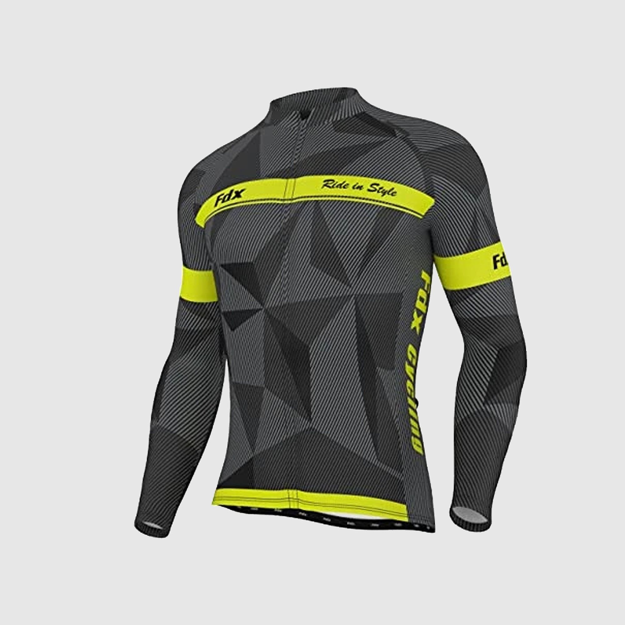 Fdx Men's Set Splinter Thermal Roubaix Long Sleeve Cycling Jersey & Bib Tights - Yellow