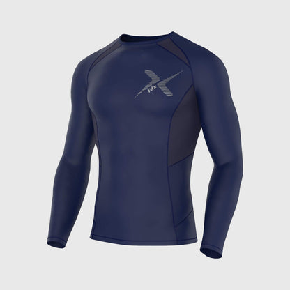 Fdx Men's Set Recoil Navy Blue Compression Base Layer Top & Leggings