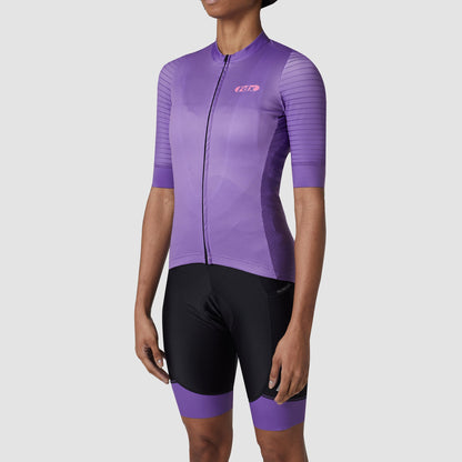 Fdx Women's Set Essential Purple Short Sleeve Cycling Jersey & Cargo Bib Shorts