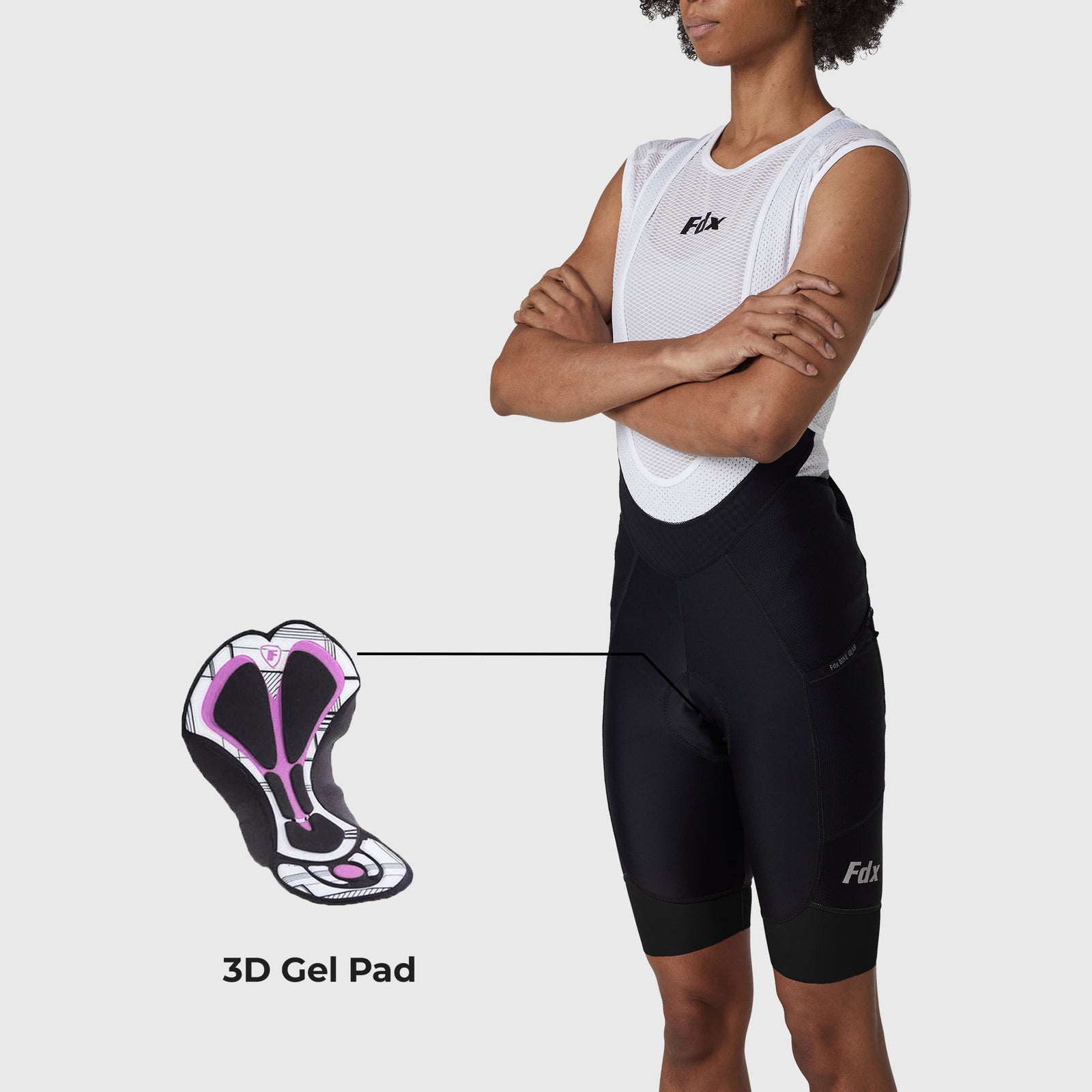 Fdx All Day 3D Padded Women's Summer Cycling Bib Shorts Black