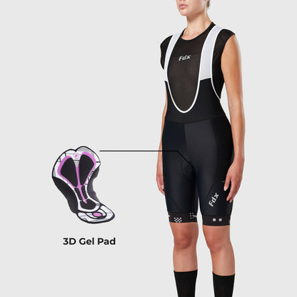 Fdx All Day Black Women's Padded Summer Cycling Cargo Bib Shorts