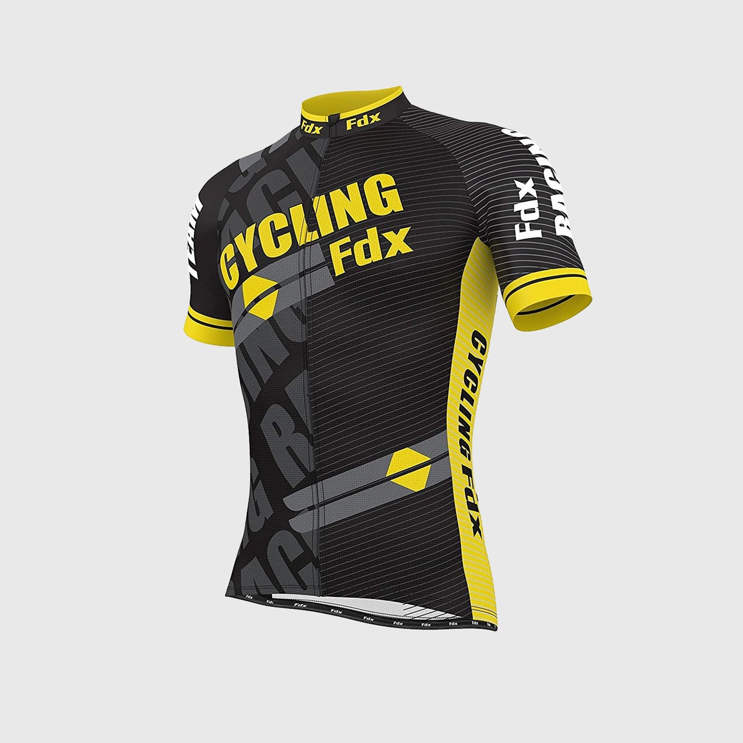 Fdx Men's Set Core Yellow Short Sleeve Summer Cycling Jersey & Bib Shorts