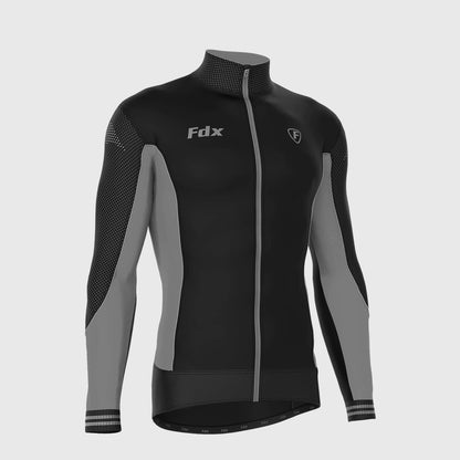 Fdx Thermodream Men's Grey Thermal Roubaix Long Sleeve Cycling Jersey