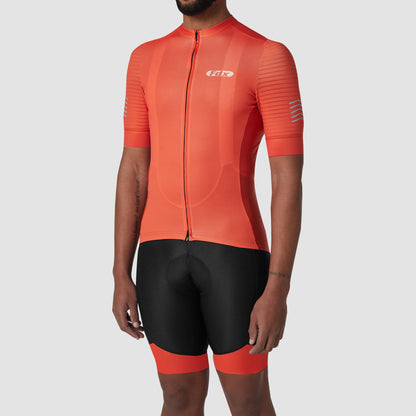 Fdx Men's Set Essential Orange Short Sleeve Summer Cycling Jersey & Cargo Bib Shorts