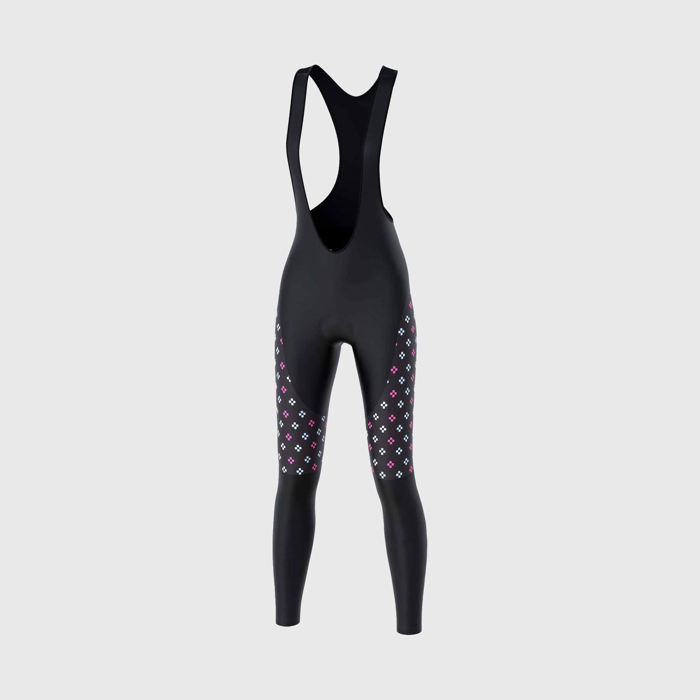 Fdx Ripple Pink Women's Padded Winter Cycling Bib Tights