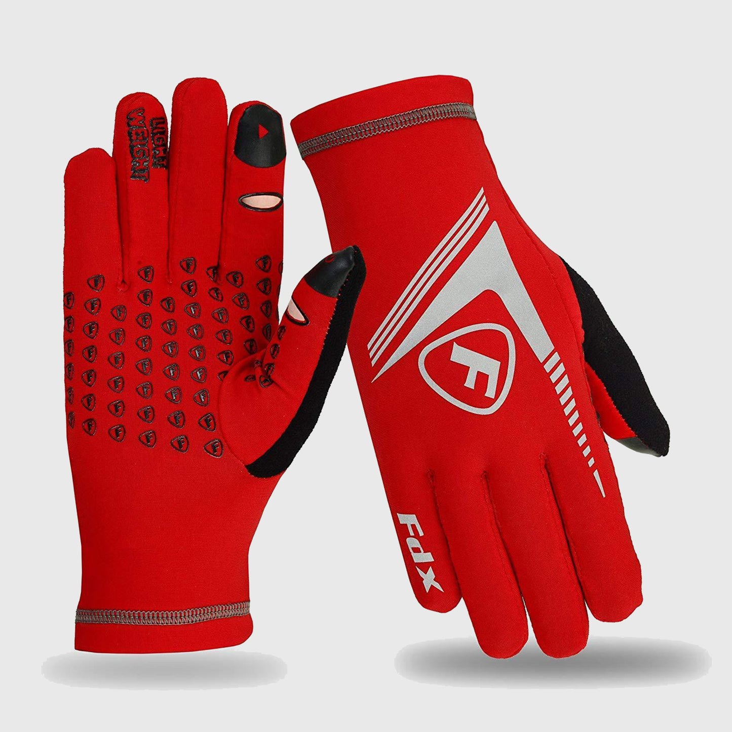 Fdx Frost Red Full Finger Winter Cycling Gloves