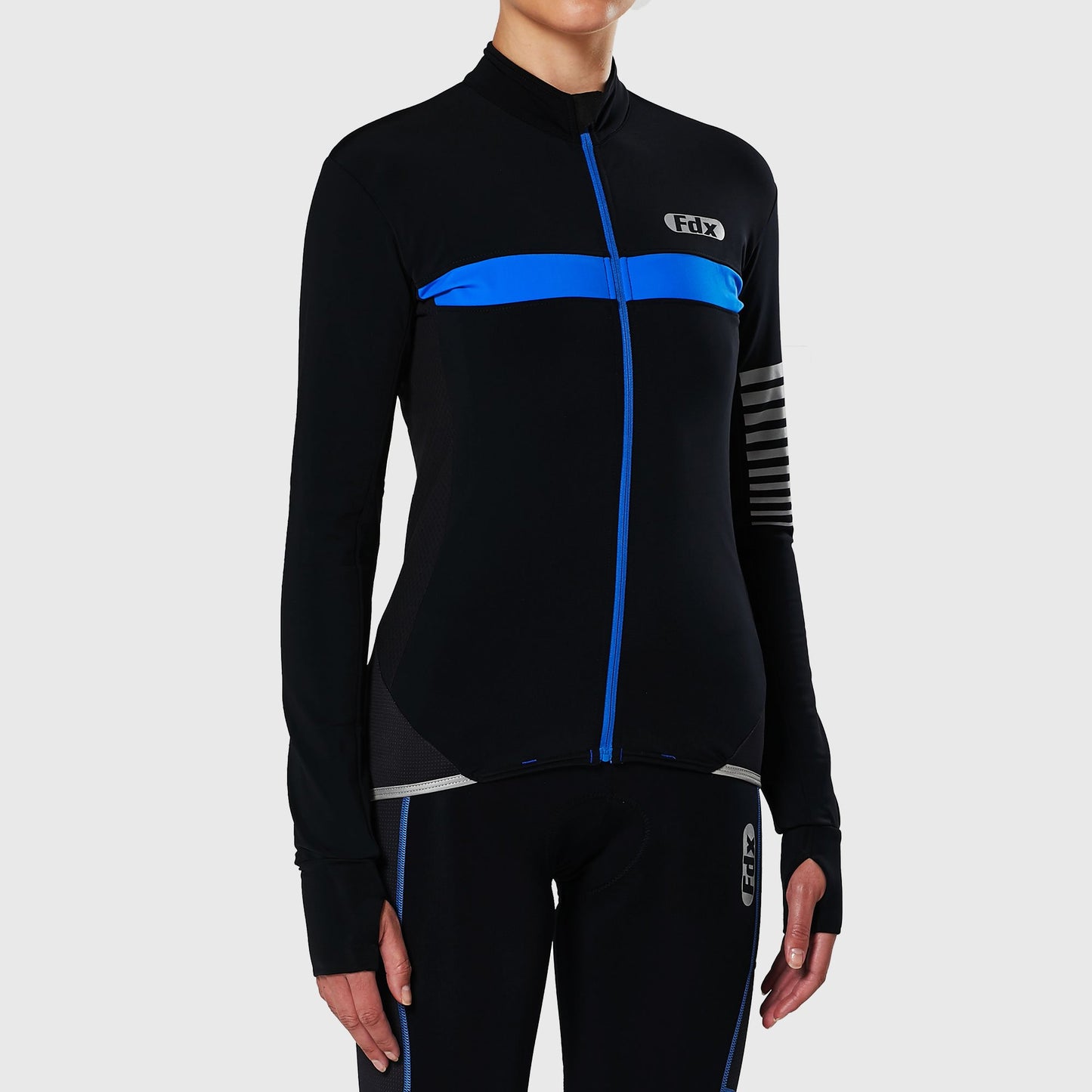 Fdx All Day Blue Women's Long Sleeve Winter Cycling Jersey