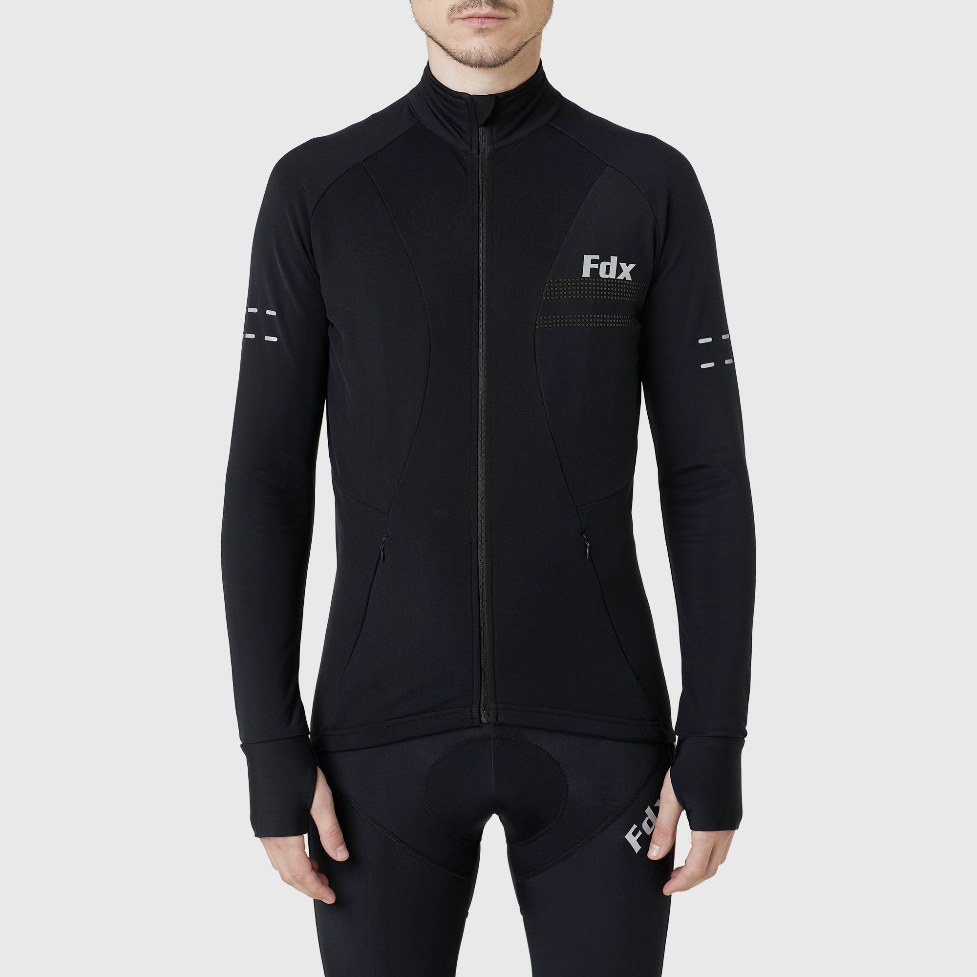Fdx Arch Men's Black Thermal Long Sleeve Cycling Jersey