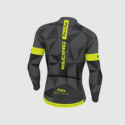 Fdx Men's Set Splinter Thermal Roubaix Long Sleeve Cycling Jersey & Bib Tights - Yellow