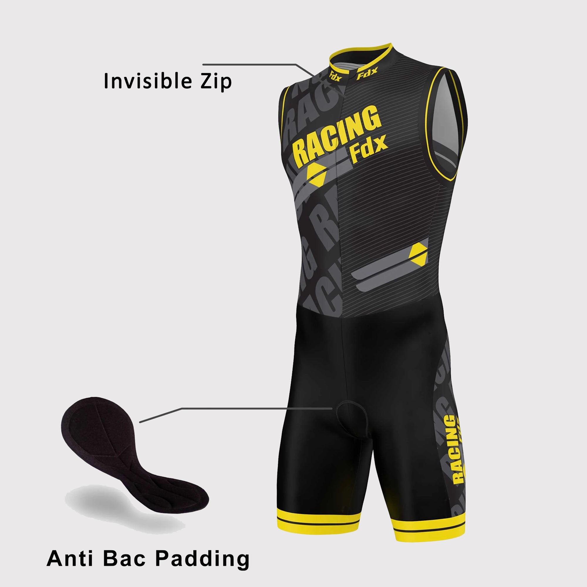 Fdx Core Yellow Men's Sleeveless Padded Triathlon Suit
