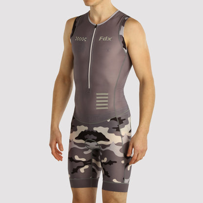 Fdx Camouflage Grey Men's Padded Triathlon Suit