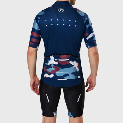 Fdx Men's Set Camouflage Blue Short Sleeve Jersey & Bib Shorts