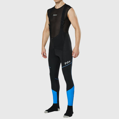 Fdx Azure Men's Blue Thermal Padded Cycling Bib Tights