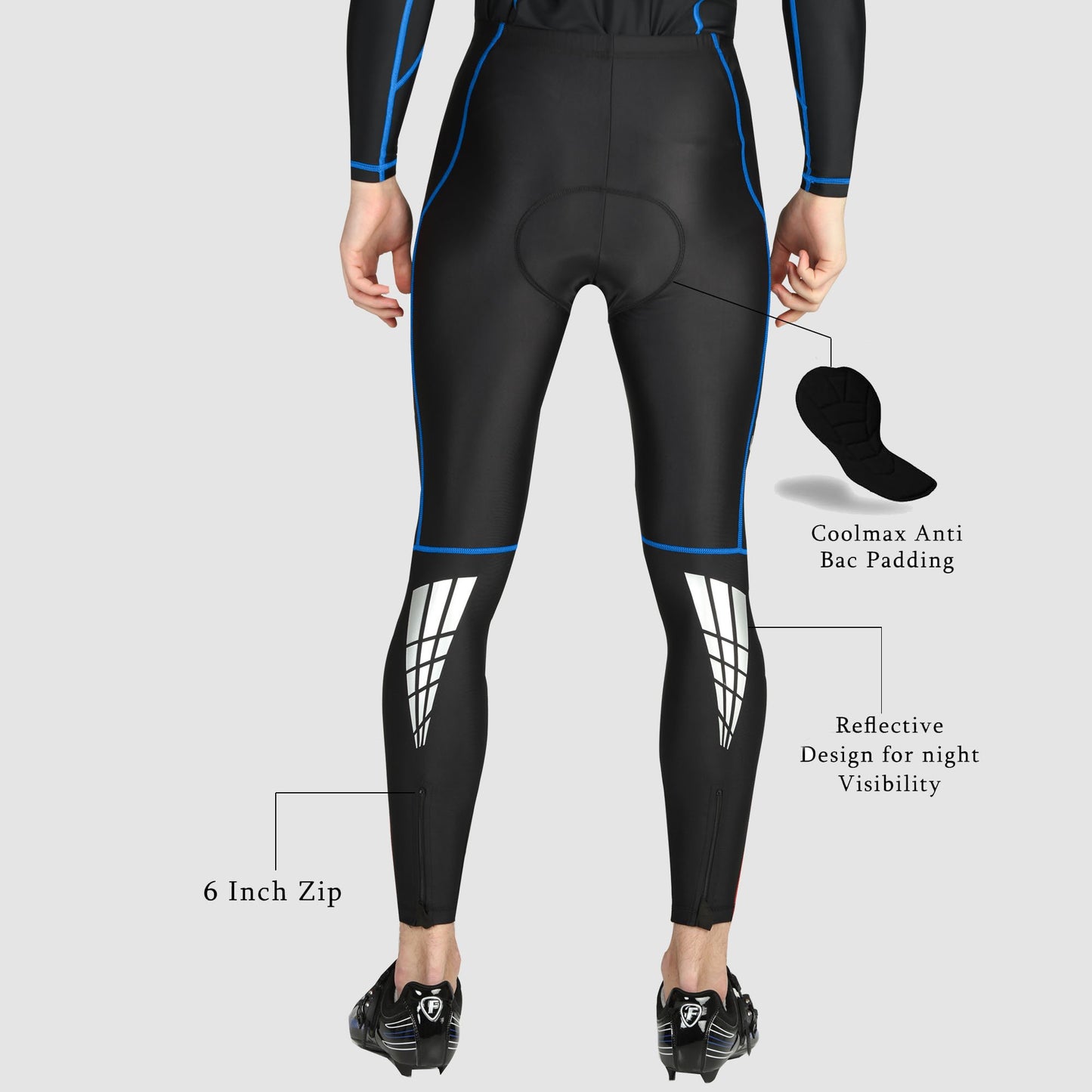 Fdx Heatchaser Blue Men's Compression Winter Cycling Tights