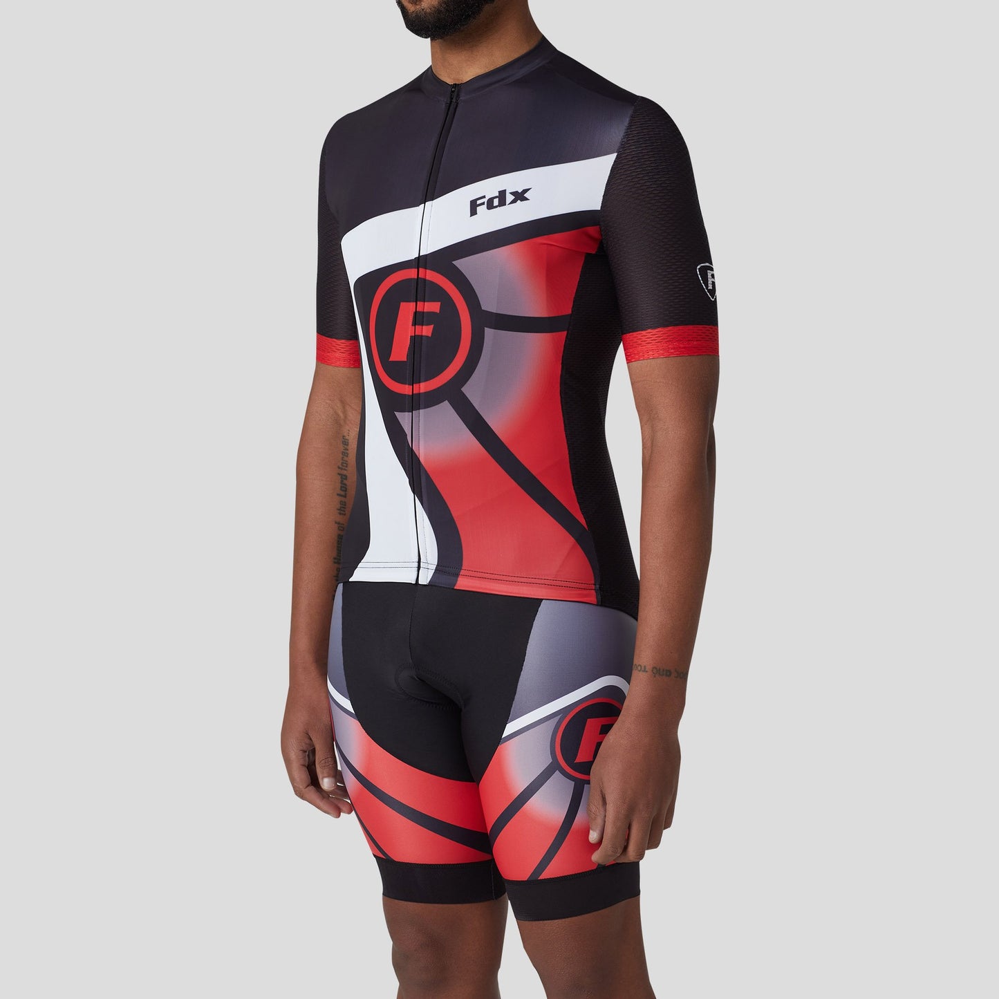 Fdx Men's Set Signature Red Short Sleeve Summer Cycling Jersey & Bib Shorts