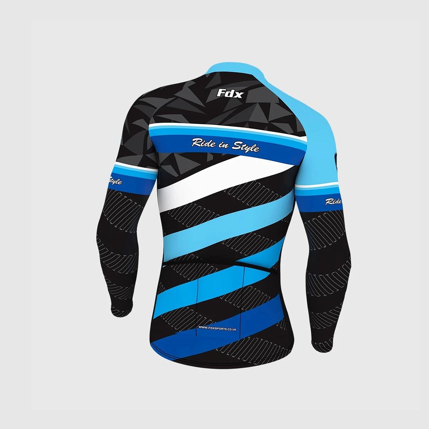 Fdx Men's Set Equin Thermal Roubaix Long Sleeve Cycling Jersey & Bib Tights - Blue