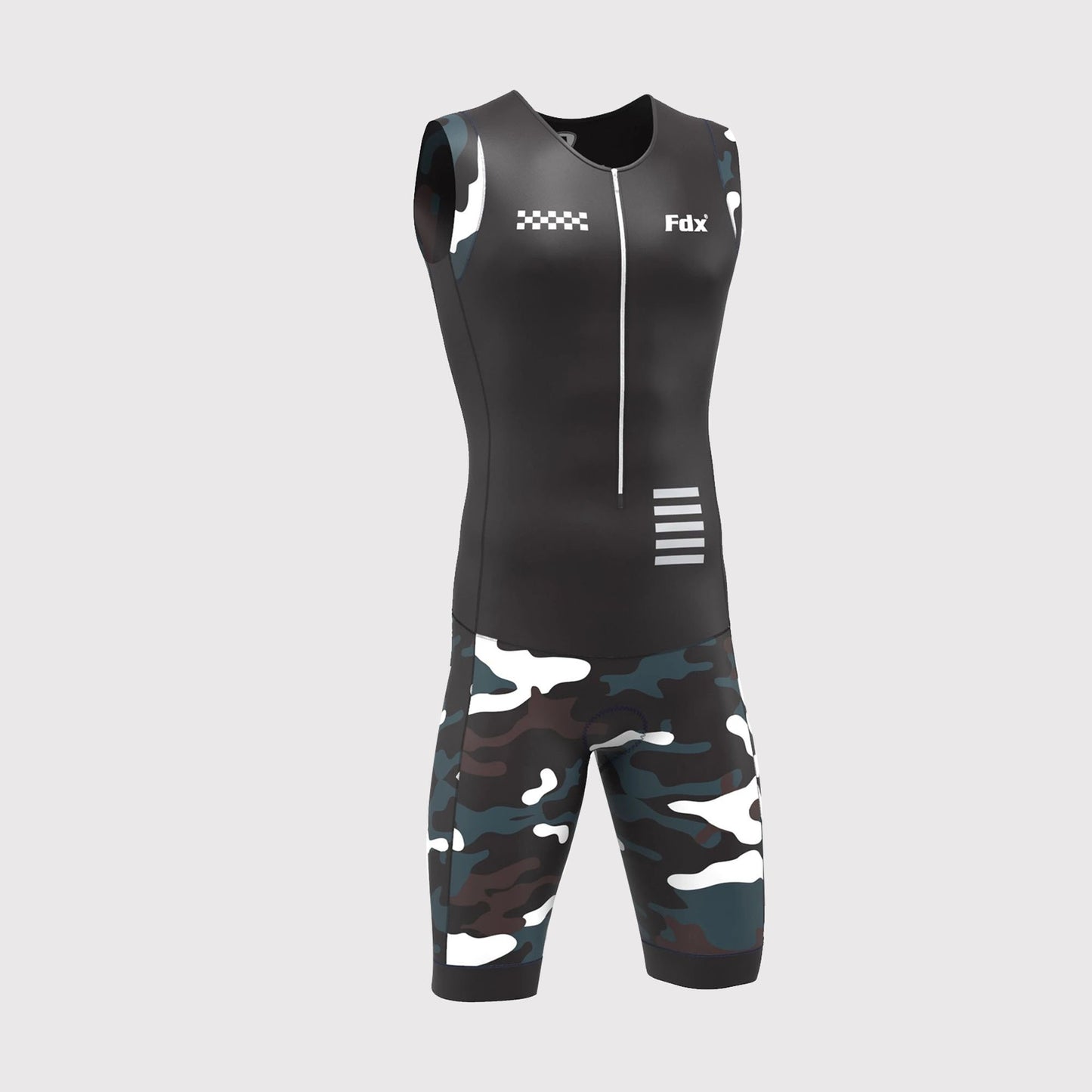 Fdx Camouflage Black Men's Padded Triathlon Suit