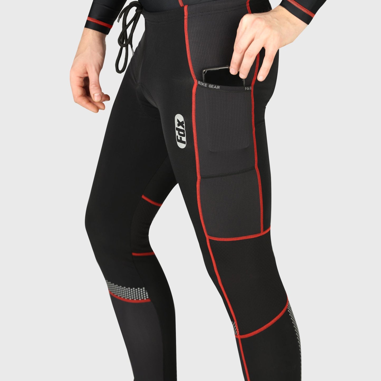 Fdx All Day Men's Red Thermal Padded Cycling Tights