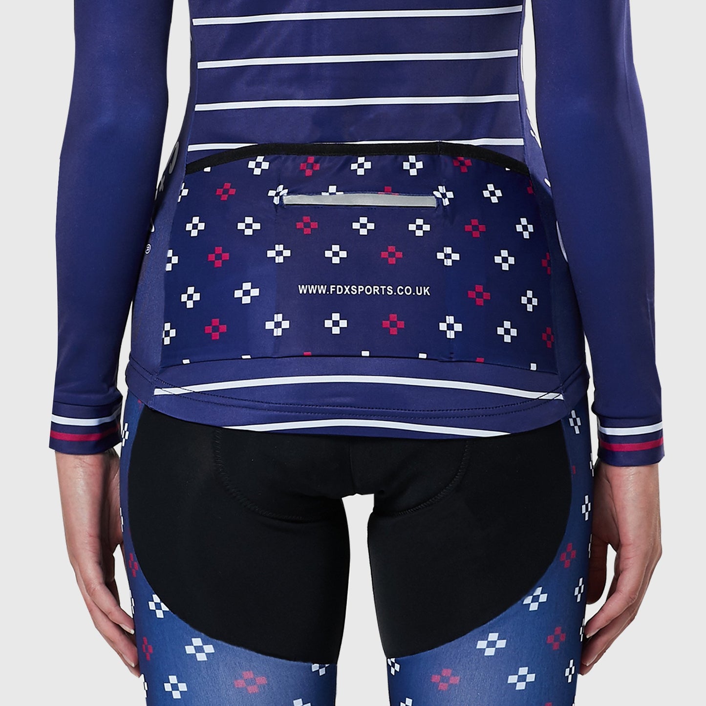 Fdx Ripple Navy Blue Women's Fleeced Lined Winter Cycling Jersey