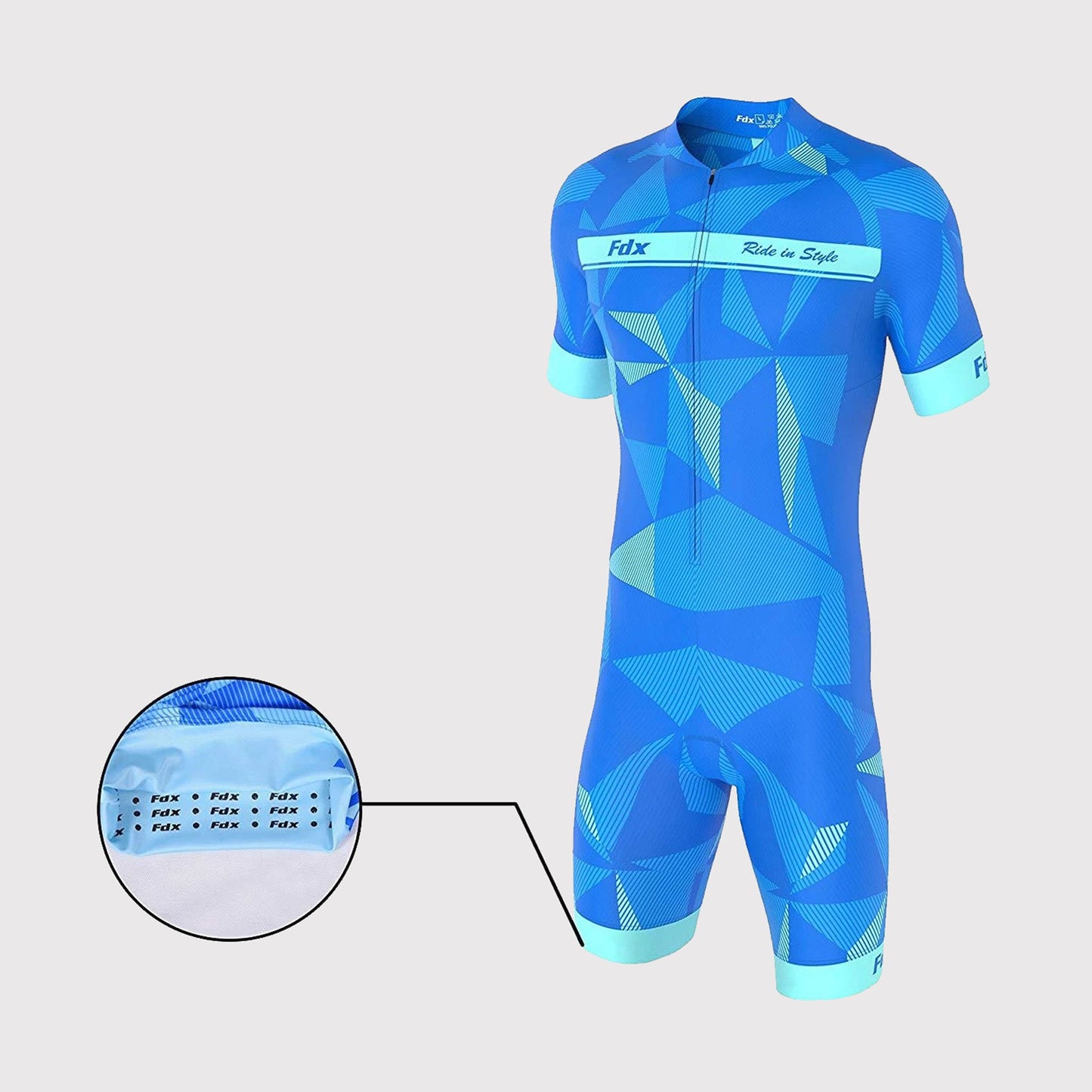 Fdx Splinter Blue Men's Padded Triathlon / Skin Suit