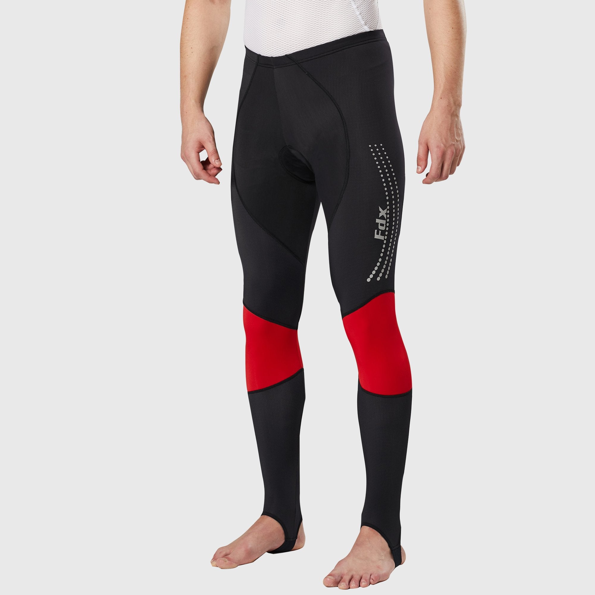 Fdx Thermodream Men's Red Thermal Padded Cycling Tights