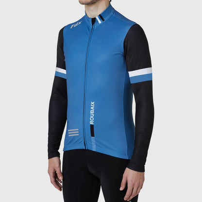 Fdx Men's Set Limited Edition Thermal Roubaix Long Sleeve Cycling Jersey & Bib Tights - Blue