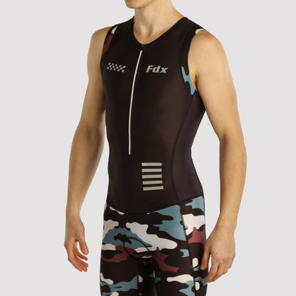 Fdx Camouflage Black Men's Padded Triathlon Suit