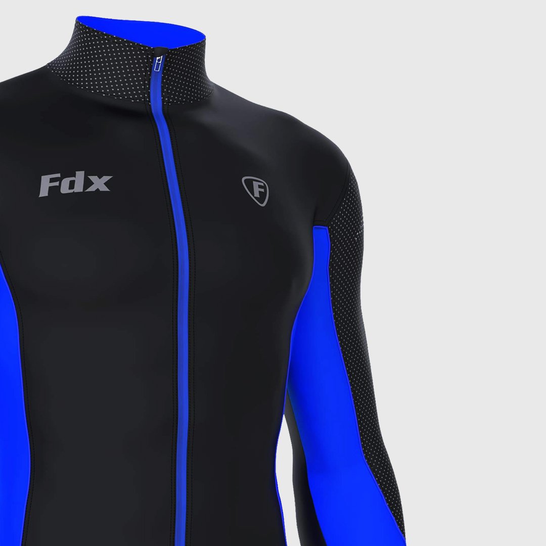 Fdx Thermodream Men's Blue Thermal Roubaix Long Sleeve Cycling Jersey