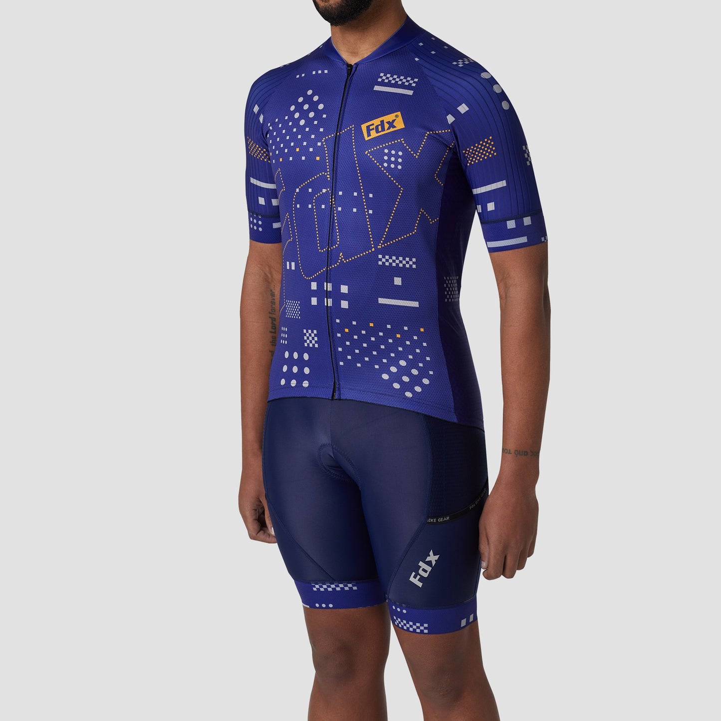 Fdx Men's Set All Day Blue Short Sleeve Jersey & Bib Shorts