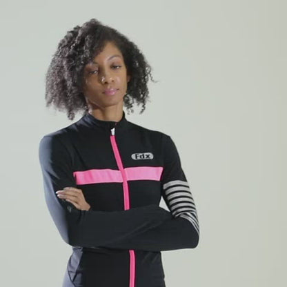 Fdx All Day Pink Women's Long Sleeve Winter Cycling Jersey