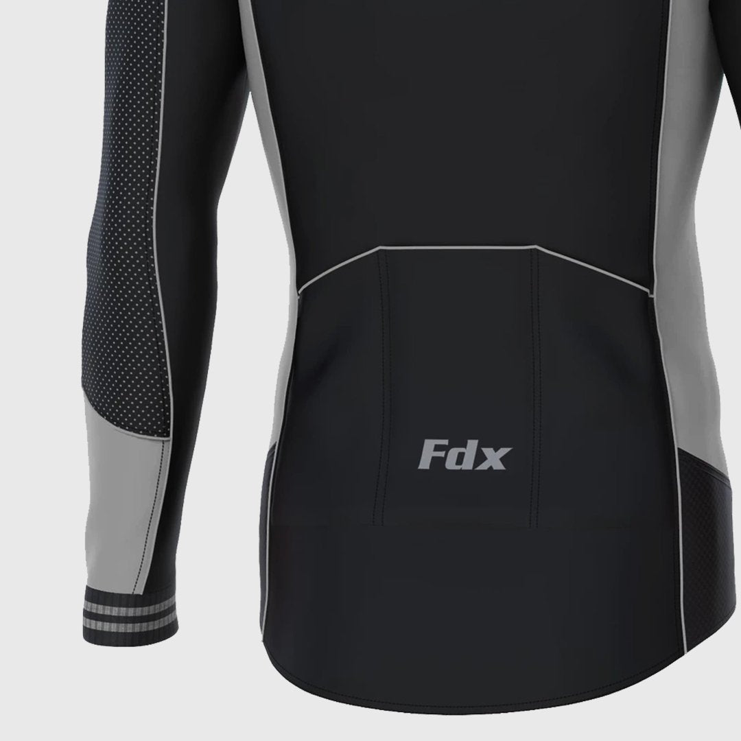 Fdx Thermodream Men's Grey Thermal Roubaix Long Sleeve Cycling Jersey