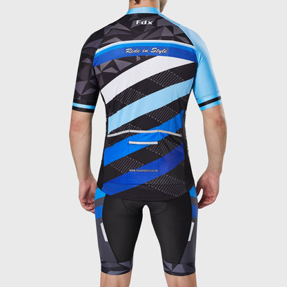 Fdx Men's Set Equin Blue Short Sleeve Summer Cycling Jersey & Bib Shorts