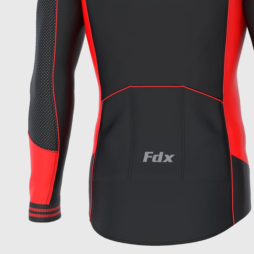 Fdx Thermodream Men's Red Thermal Roubaix Long Sleeve Cycling Jersey