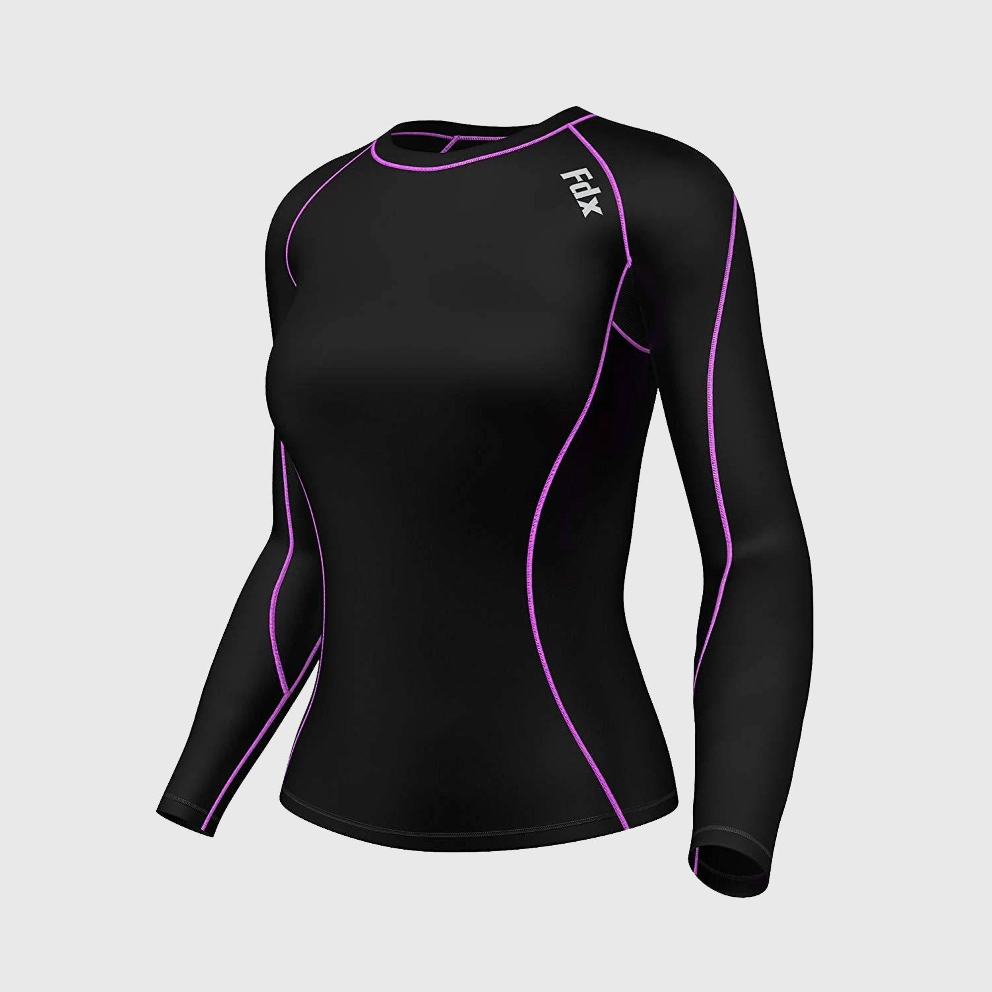 Fdx Monarch Purple Women's Base Layer Long Sleeve Compression Top