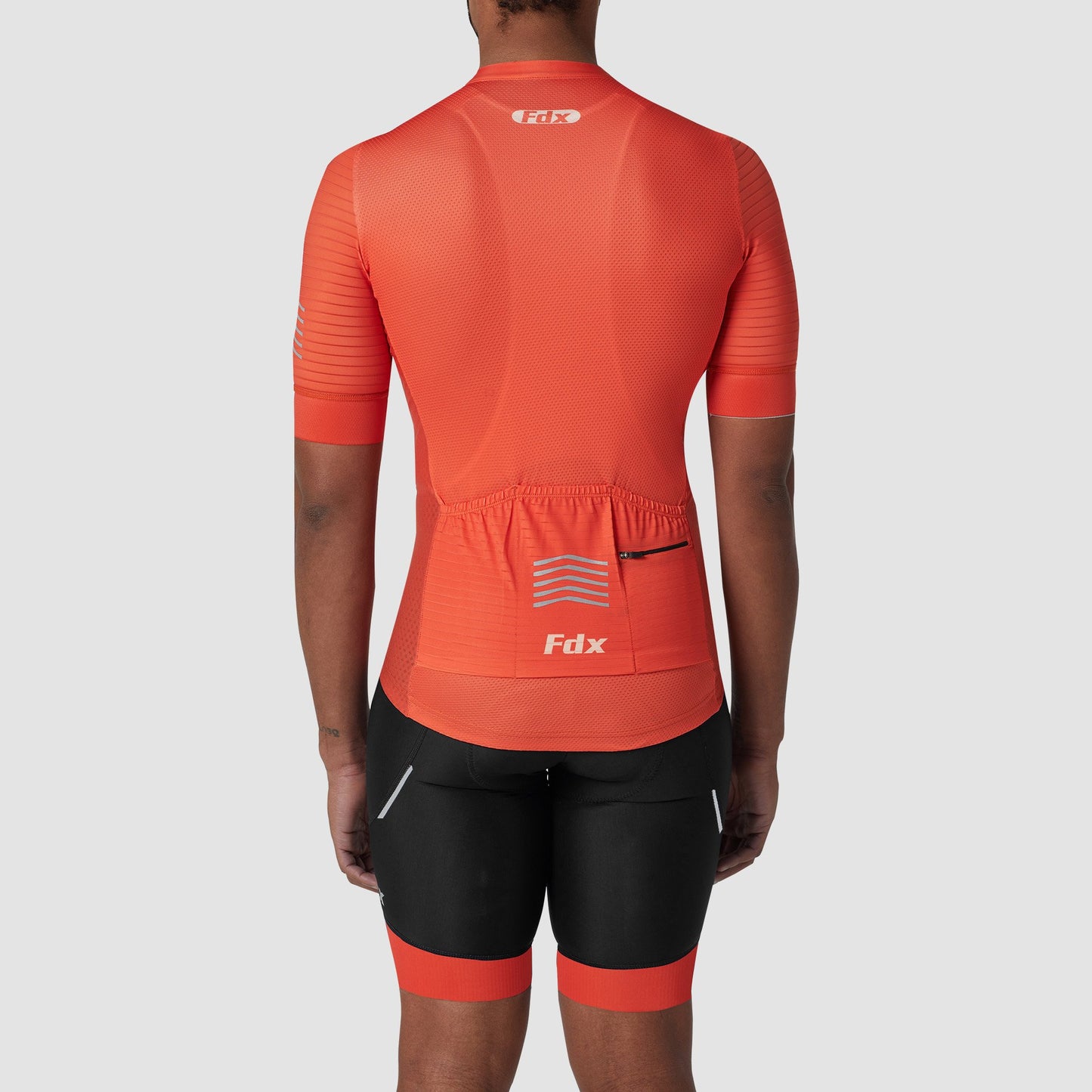 Fdx Men's Set Essential Orange Short Sleeve Summer Cycling Jersey & Cargo Bib Shorts