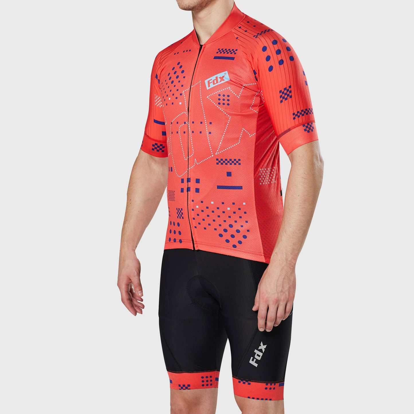 Fdx Men's Set All Day Red Short Sleeve Jersey & Bib Shorts