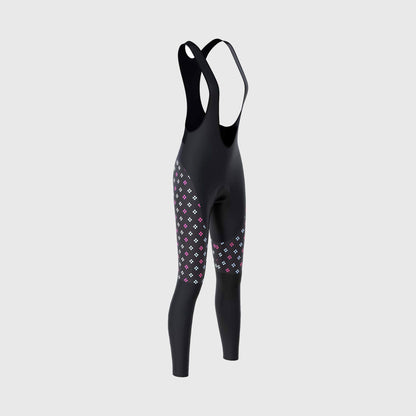 Fdx Ripple Pink Women's Padded Winter Cycling Bib Tights