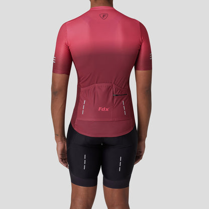 Fdx Men's Set Duo Pink / Maroon Short Sleeve Summer Cycling Jersey & Cargo Bib Shorts