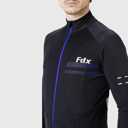 Fdx Men's Set Arch Thermal Roubaix Long Sleeve Cycling Jersey & Cargo Bib Tights - Blue