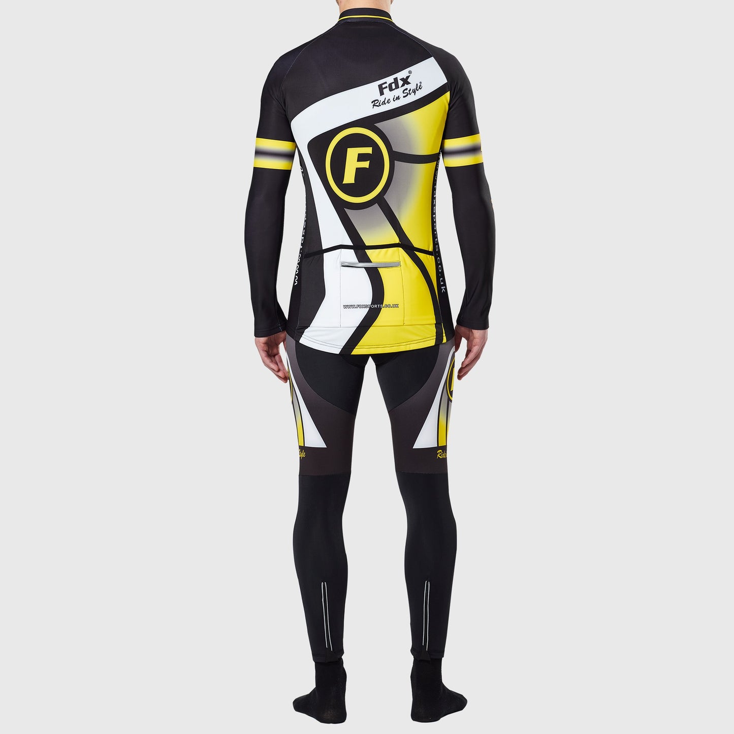 Fdx Men's Set Signature Thermal Roubaix Long Sleeve Cycling Jersey & Bib Tights - Yellow