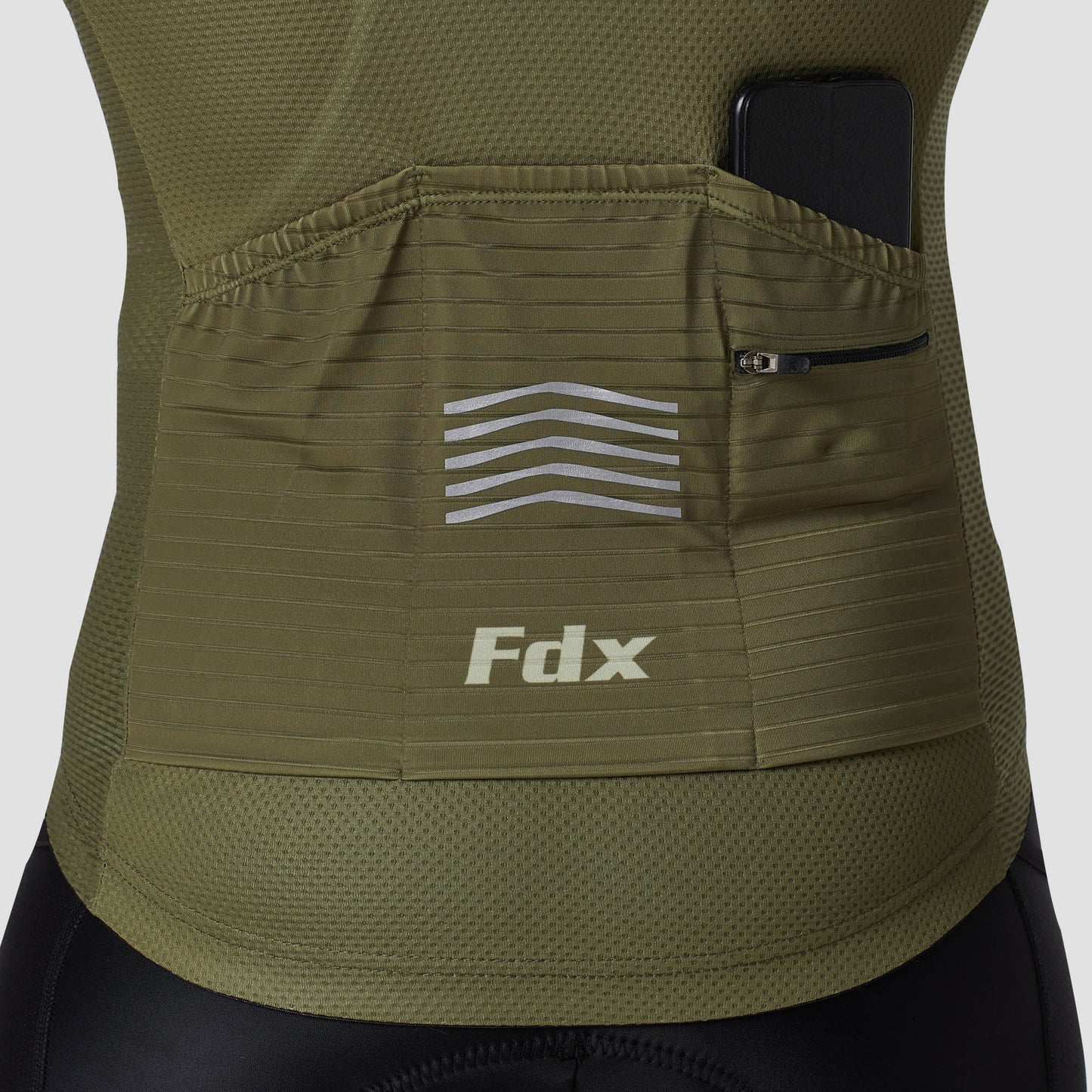 Fdx Men's Set Essential Green Short Sleeve Summer Cycling Jersey & Cargo Bib Shorts