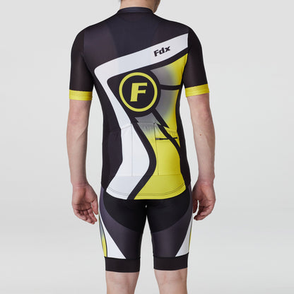 Fdx Men's Set Signature Yellow Short Sleeve Summer Cycling Jersey & Bib Shorts