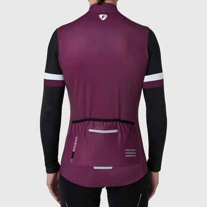 Fdx Purple & Black Men Full Sleeve Cycling Jersey Back Pockets & Hi-viz Reflected Strips Cold Weather - Limited Edition US