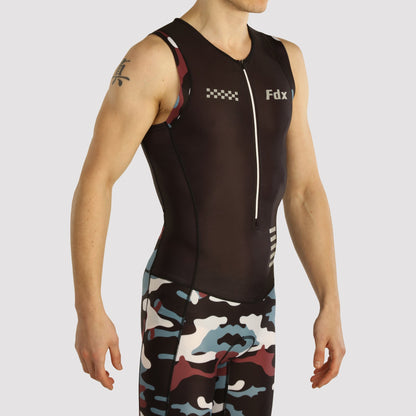 Fdx Camouflage Black Men's Padded Triathlon Suit