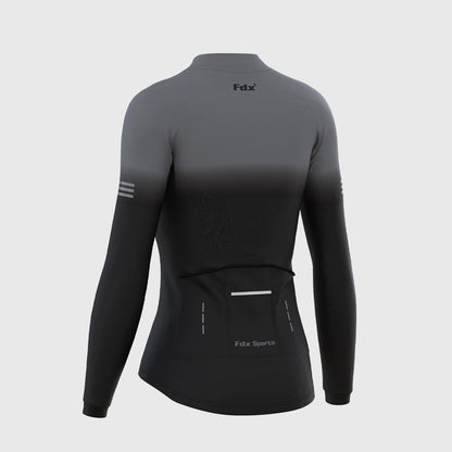 Fdx Women's Set Duo Thermal Long Sleeve Cycling Jersey & Bib Tights - Black / Grey