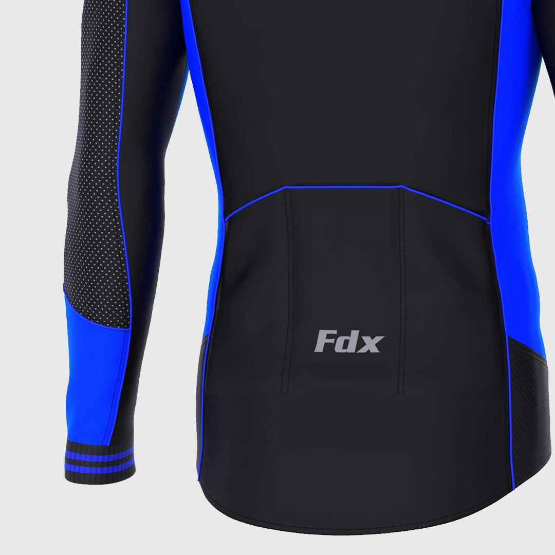 Fdx Thermodream Men's Blue Thermal Roubaix Long Sleeve Cycling Jersey